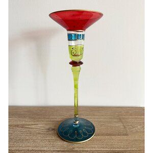 Colorful Tall Glass Candle Holder